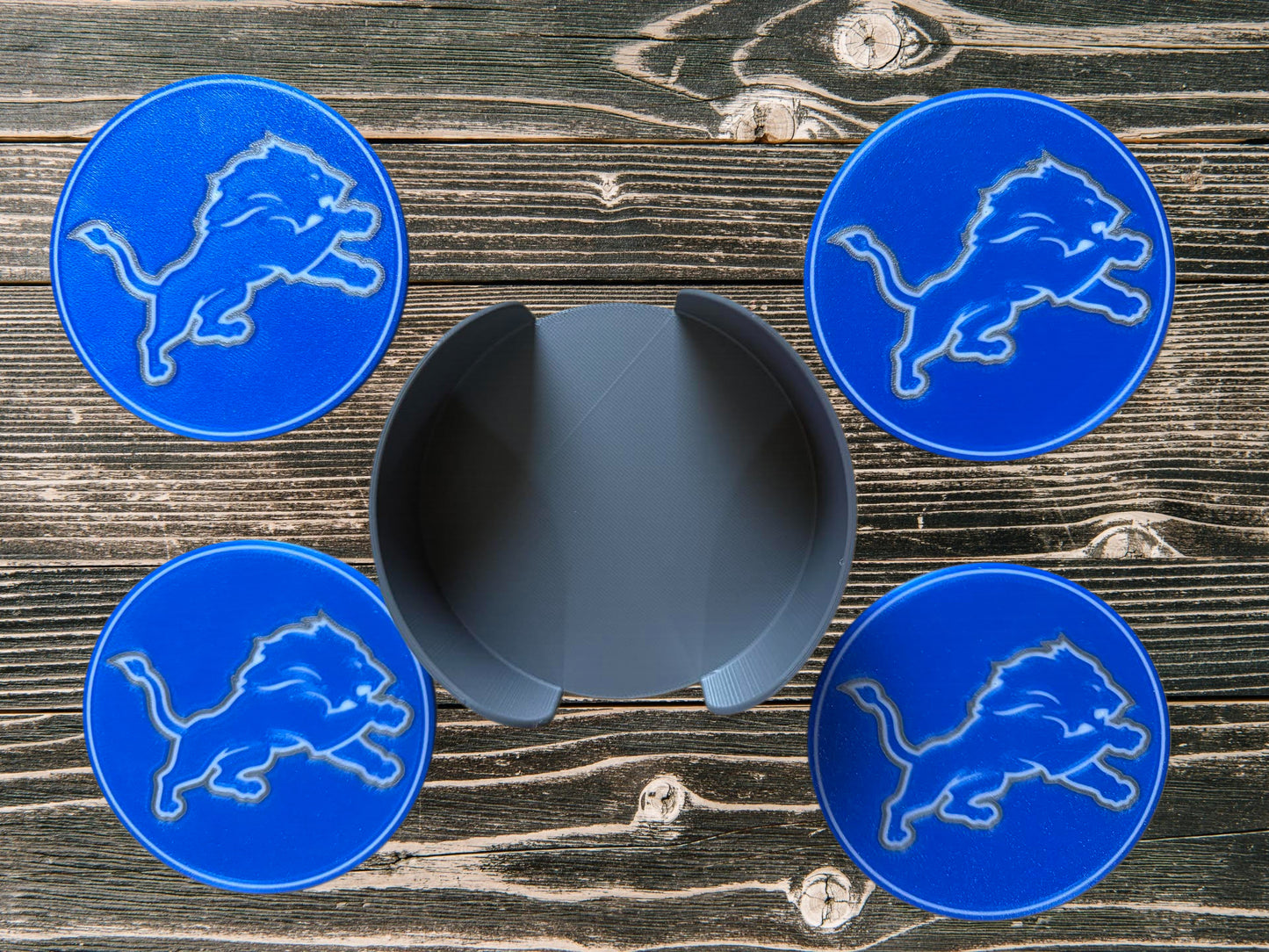 Detroit Lions Coaster Set w/ Holder